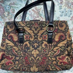 Fossil Multicolor Tapestry Shoulder Bag with Black Straps